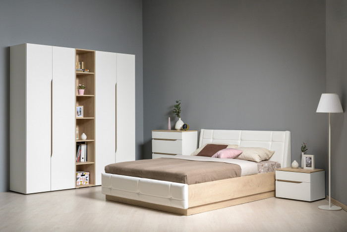 Муссон 16.03 Тумба прикроватная, белый/дуб эндгрейн элегантный