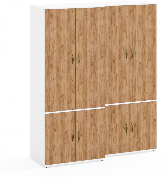 Лидер-8 Модуль Шкаф МД 19Б + Шкаф МД 20Б, белый шагрень/крафт золото