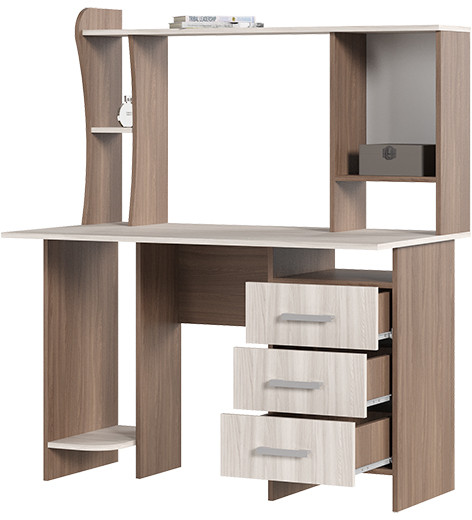 СТОЛ КОМПЬЮТЕРНЫЙ №5 (1,2х1,42х0,67) шимо темный/шимо светлый