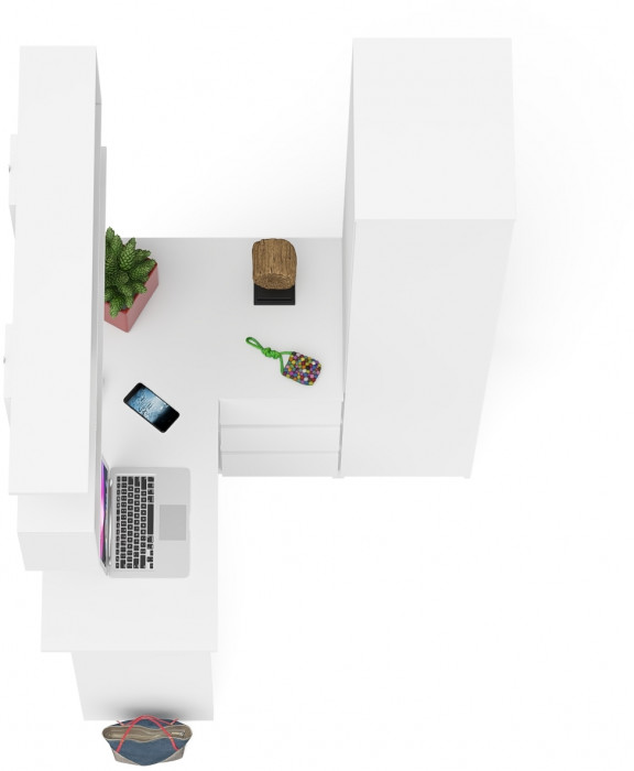 Мори компьютерный стол МС-16 правый + Пенал МШ400.1 + Полка 1200, белый