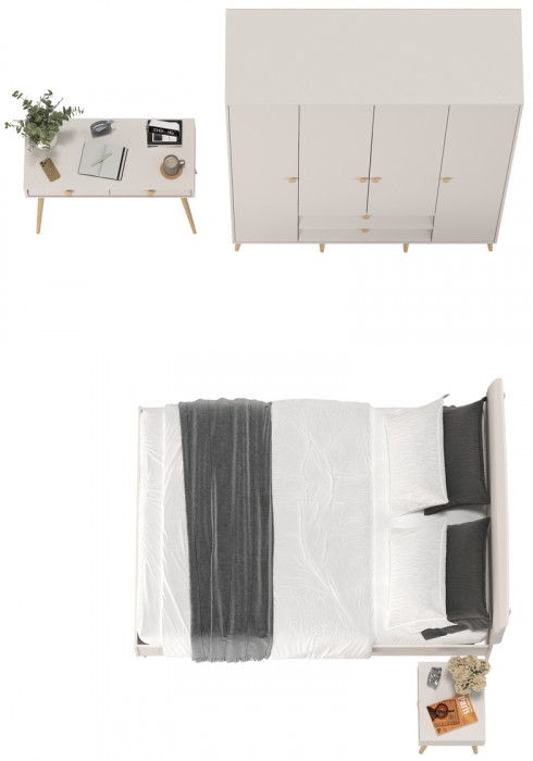 Афина Спальня 33-1400, цвет кашемир серый, сп.м. 1400х2000 мм., б/м, основание есть - фанера