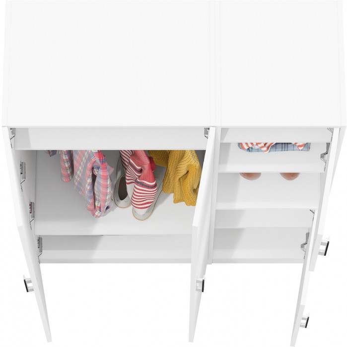 Шкаф С-МД-СК9Ш+Пенал С-МД-СК9П, цвет белый шагрень, ШхГхВ 113х45х160 см., универсальная сборка