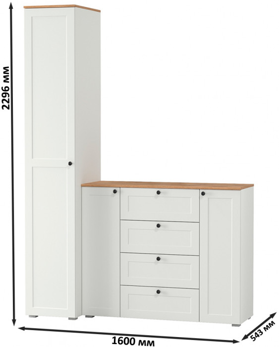 Остин Прихожая 09, белый шагрень/дуб крафт золотой