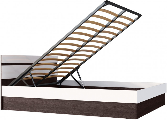 Ким Кровать с подъемным механизмом 160 (Белый глянец, Дуб Сонома)
