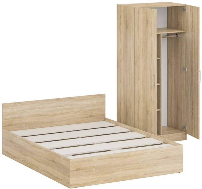 Кровать 1600 + Шкаф 2-х створчатый Стандарт, дуб сонома