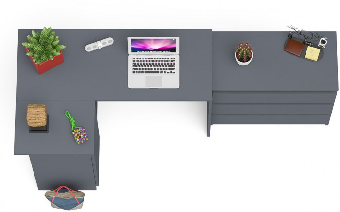 Мори компьютерный стол МС-16 левый + Комод МК800.1, графит