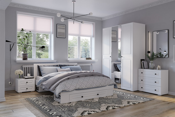 Кровать с реечным настилом и ящиками Софт КР-11 (1,4), Белый