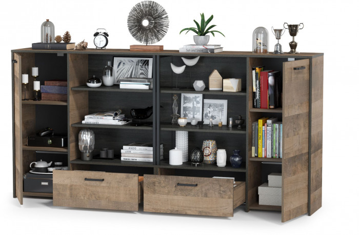 Трувор 13.307.01 Комод + 13.307.01 Комод, цвет дуб гранж песочный/интра, ШхГхВ 218х36,9х106,9 см., универсальная сборка