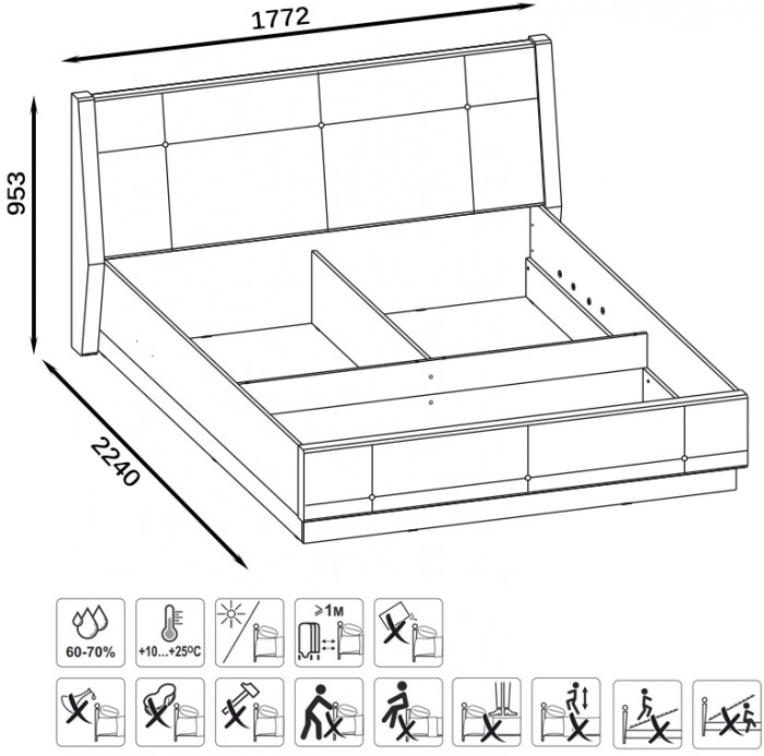 Муссон 11.28 Кровать БЕЗ ортопеда, цвет ЛДСП дуб эндгрейн элегантный/искусственная кожа белая, ШхГхВ 177,2х224х95,3 см., сп. м. 1600х2000 мм, б/м, б/о
