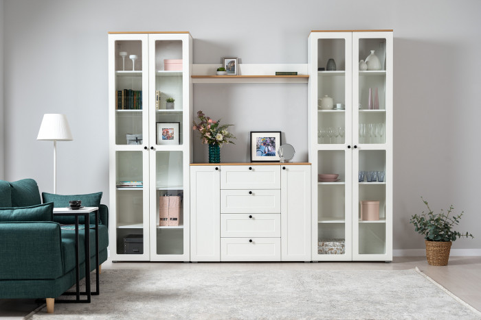 Остин 16.484 Полка, цвет белый шагрень/дуб крафт золотой, ШхГхВ 120х20х21,6 см.