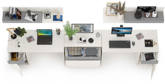 Торонто Компоновка № 10, белый шагрень/стальной серый