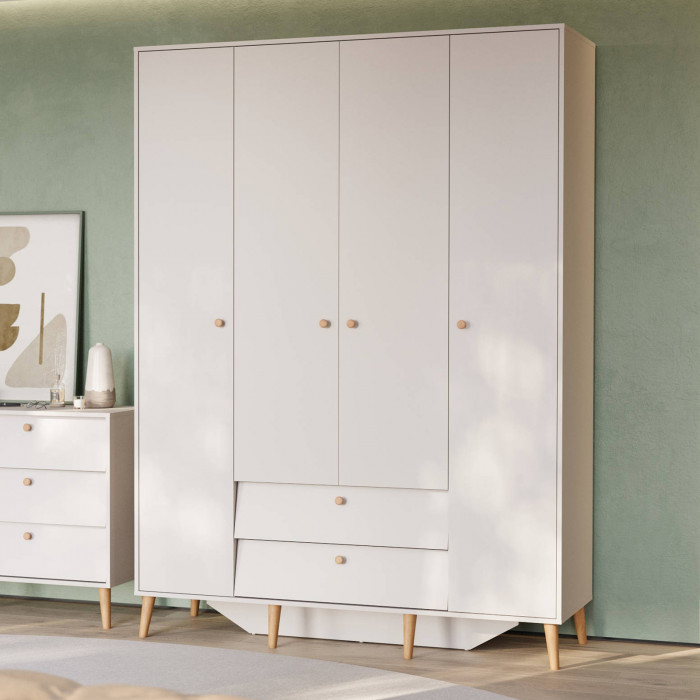 Афина Спальня 4-75930М1к.с. Шкаф 4-х дверный с двумя ящиками, кашемир серый