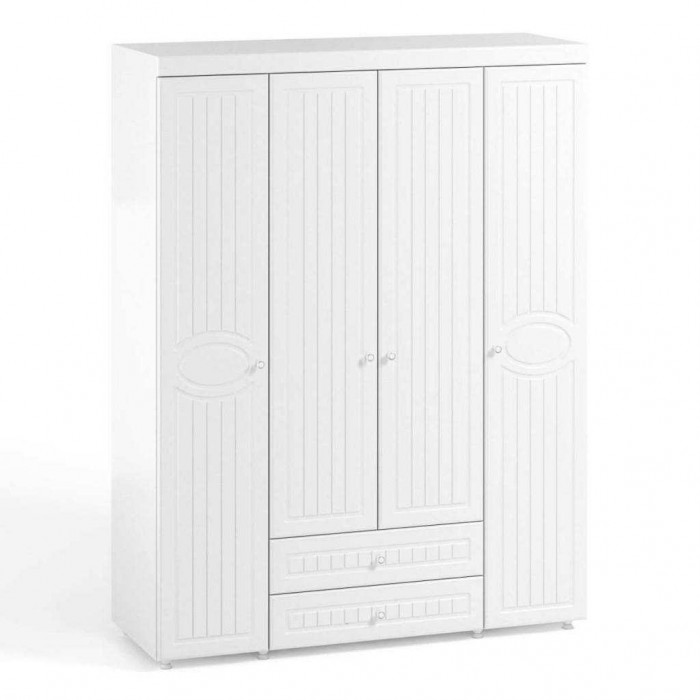 Шкаф 4-х дверный с ящиками Монако МН-62 белое дерево