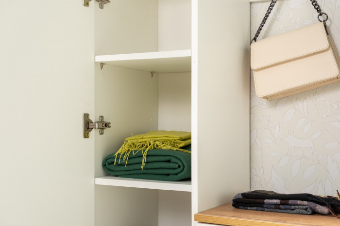 Октава Прихожая 15-123Н, белый шагрень/дуб крафт золотой/фасады МДФ белый шагрень