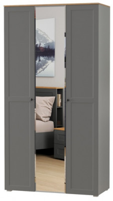 Остин 13.336.03 Шкаф для одежды(три двери, серый графит/дуб крафт золотой