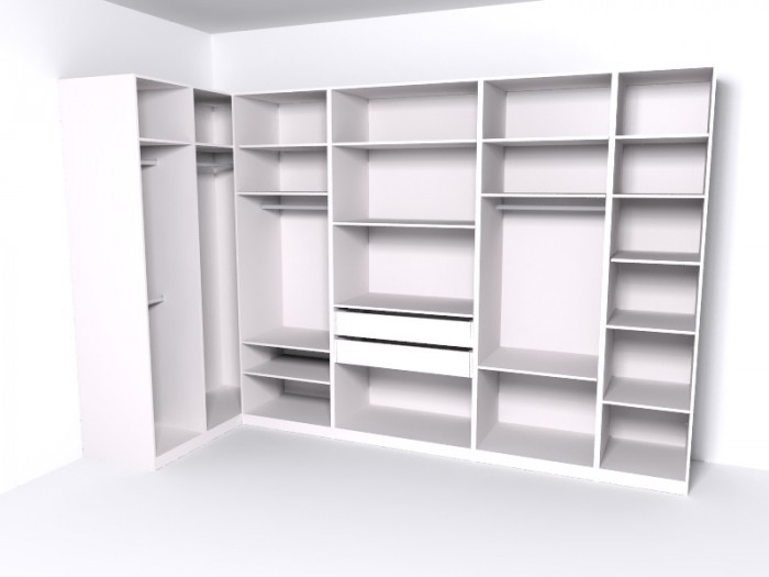Гардеробная Рум. Комплект 5.1 без фасадов, белый