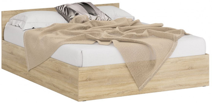 Спальня Стандарт 3-1600, дуб сонома/фасады ТВ тумбы МДФ белый глянец