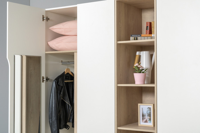 Муссон 13.198 Шкаф двухстворчатый + 13.97 Комод, белый/дуб эндгрейн элегантный