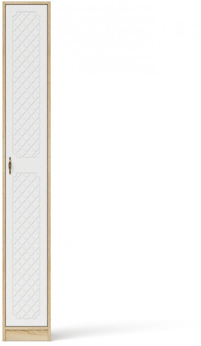 Прихожая П-6-500 Пенал, дуб сонома/фасады МДФ белое дерево фрезеровка ромб