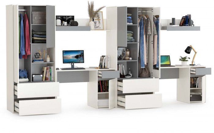 Торонто Компоновка № 12, белый шагрень/стальной серый