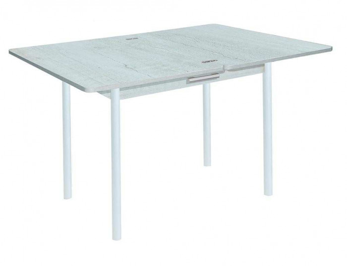 Симпл стол обеденный раскладной с ящиком / бетон белый/белый