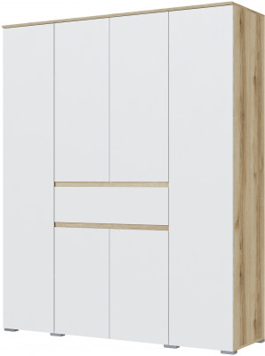 Плейона Шкаф 4-х створчатый делано/белый