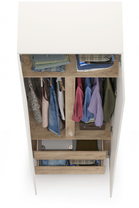 Муссон 13.198 Шкаф двухстворчатый, белый/дуб эндгрейн элегантный