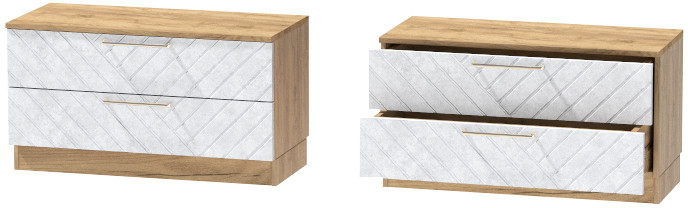 Тумба-5 прикроватная напольная "Иннэс-7", Крафт золотой/Бетон снежный