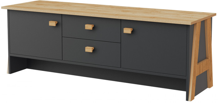 Модульная гостиная "Скандинавия", набор 1 - Антрацит/Дуб наварра