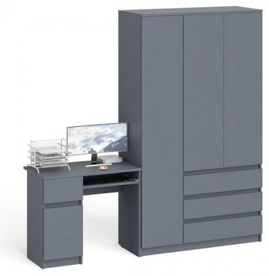 Мори Стол компьютерный МС-1 левый + Шкаф МШ1200.1, цвет графит, ШхГхВ 210,4х50,4х209,6 см., выдвижной ящик слева, НЕ универсальная сборка