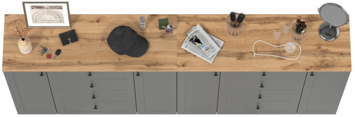 Остин 16.221 Комод + 16.221 Комод, цвет серый графит/дуб крафт золотой, ШхГхВ 240х41,9х99,3 см.