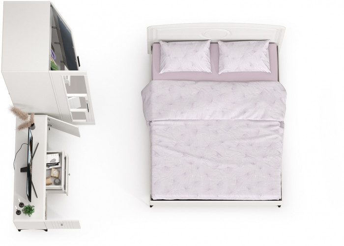 Валенсия Спальня № 41, цвет ЛДСП белый шагрень/МДФ белый шагрень, ортопед есть, сп. м. 1600х2000 мм., б/м