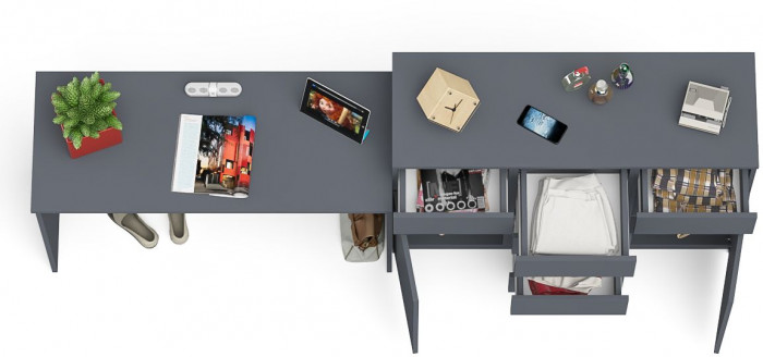 Мори письменный стол МСП1200.1 + Комод МК1200.4, графит