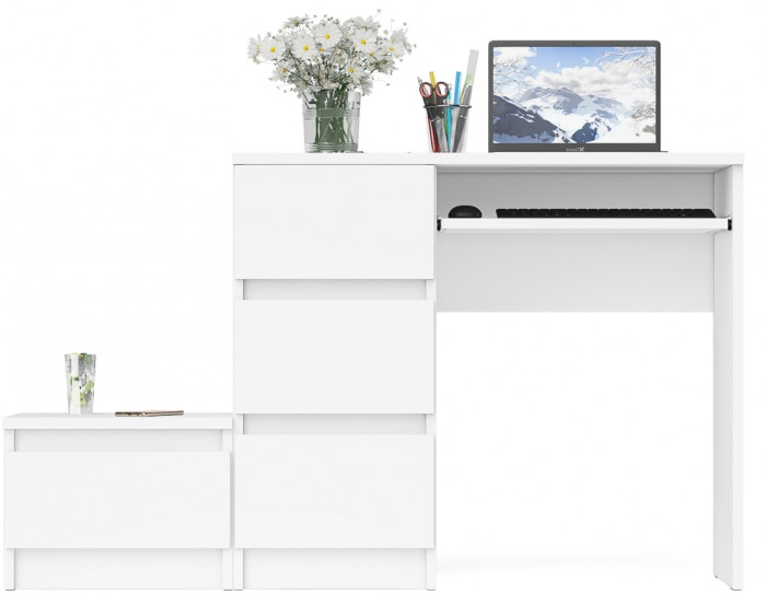 Мори компьютерный стол МС-6 левый + Тумба ТМП400.1, белый