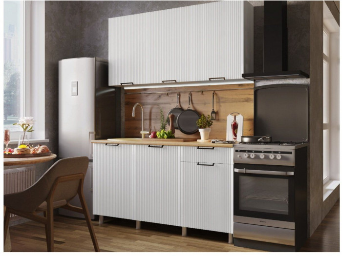 Кухонный гарнитур Кампео 1,5м Белый снег