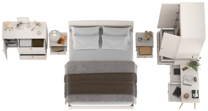 Афина Спальня 01-1600, цвет кашемир серый, сп.м. 1600х2000 мм., б/м, основание есть - фанера