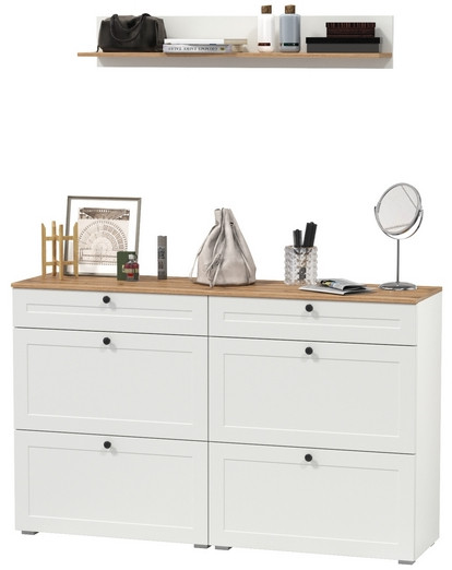 Остин Прихожая 66, цвет белый шагрень/дуб крафт золотой, ШхГхВ 160х41,6х160 см.