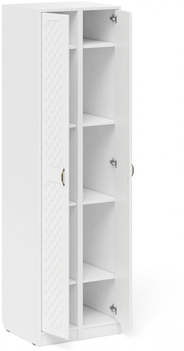 Прихожая П-6-500 Пенал + Пенал, цвет белая шагрень/фасады МДФ белое дерево фрезеровка ромб, ШхГхВ 60х50х210 см., универсальная сборка