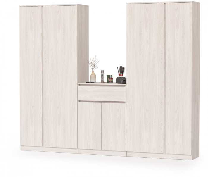 КР100 Ника прихожая № 10, цвет ясень анкор светлый, ШхГхВ 255,6х38,3х207,9 см., универсальная сборка