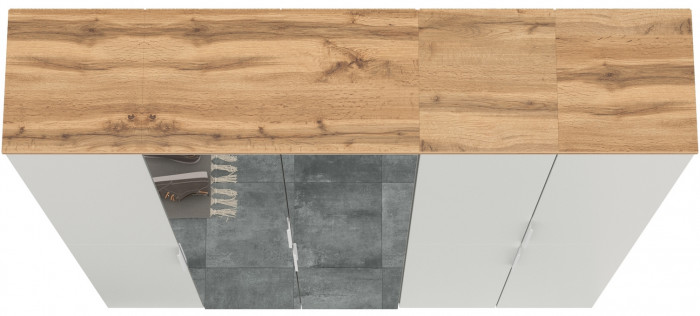 Октава Набор шкафов 02, цвет белый шагрень/дуб крафт золотой/фасады МДФ белый шагрень, ШхГхВ 161х35,3х197,6 см., универсальная сборка