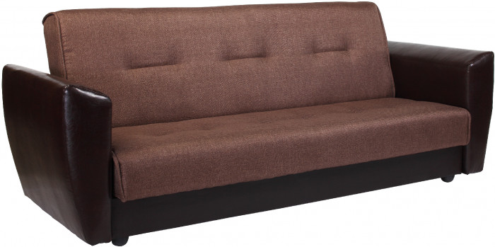 Диван-кровать Амстердам, 140х190, книжка, рогожка/экокожа, коричневый
