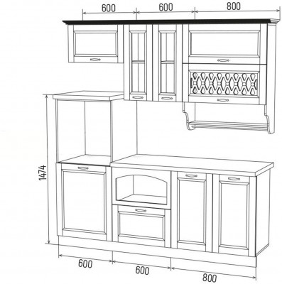 Кухня МДФ 2000 Милано Компоновка №3 (Шарли мокко)