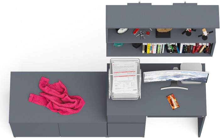 Мори компьютерный стол МС-1 левый + Тумба МА900.1 + Полка 900, графит