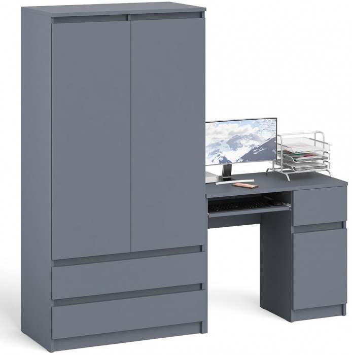 Мори компьютерный стол МС-1 правый + Шкаф МШ900.1, графит
