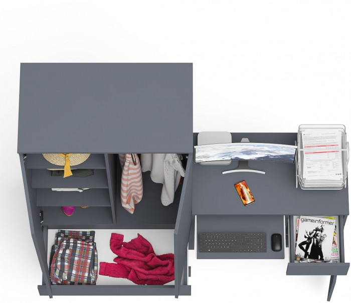 Мори компьютерный стол МС-1 правый + Шкаф МШ900.1, графит