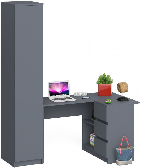 Мори компьютерный стол МС-16 правый + Пенал МШ400.1, графит