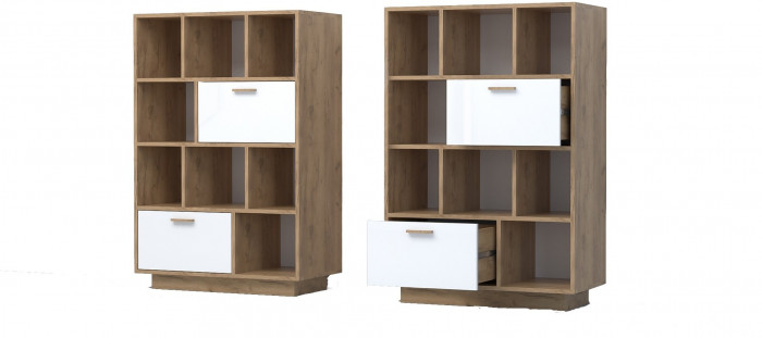 Эго Комод К-1 ПД (Глянец Белый/Бетон Светлый)