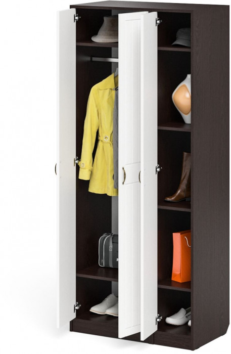 Прихожая П-6-500 Шкаф + Пенал, венге/фасады МДФ белое дерево фрезеровка прованс