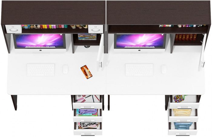 компьютерный стол С-МД-СК9+компьютерный стол С-МД-СК9, венге/белый шагрень