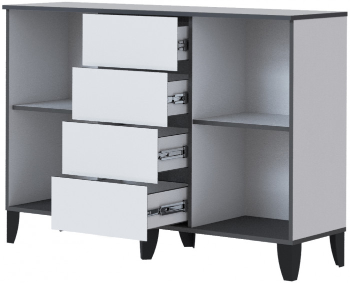 Модульная Гостиная Амара, композиция 1, Белый/Графит серый